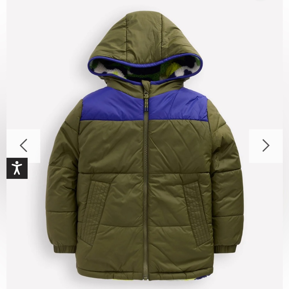MINI BODEN Reversible Cosy Borg Jacket, 3/4yrs